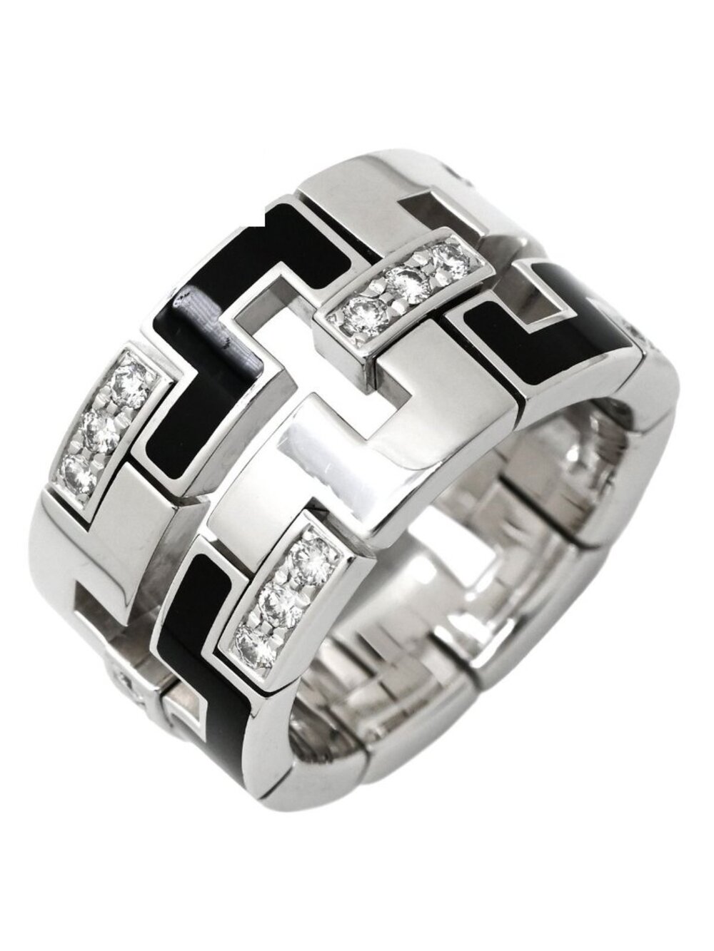 Cartier Ring Dragon Padlock Black White Gold 49 WG Diamond
